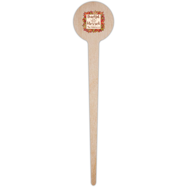 Thankful & Blessed Wooden 4" Food Pick - Round - Single Pick