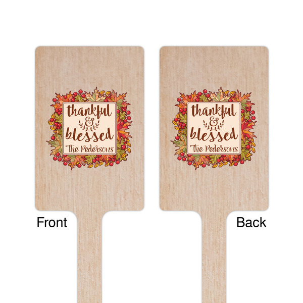 Thankful & Blessed Wooden 6.25" Stir Stick - Rectangular - Double Sided - Front & Back