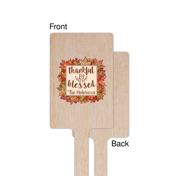Thankful & Blessed Wooden 6.25" Stir Stick - Rectangular - Single - Front & Back