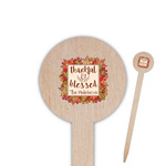 Thankful & Blessed 6" Round Wooden Food Picks - Double Sided (Personalized)