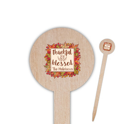 Thankful & Blessed Round Wooden Food Picks (Personalized)