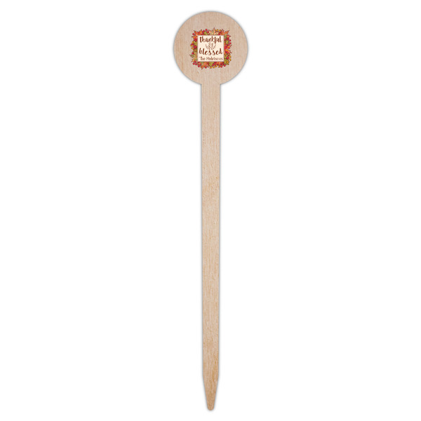 Thankful & Blessed Wooden 6" Food Pick - Round - Single Pick