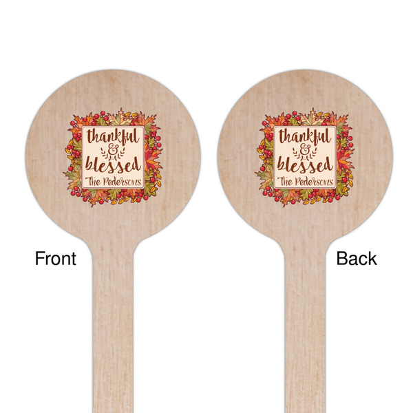 Thankful & Blessed Wooden 6" Stir Stick - Round - Double Sided - Front & Back