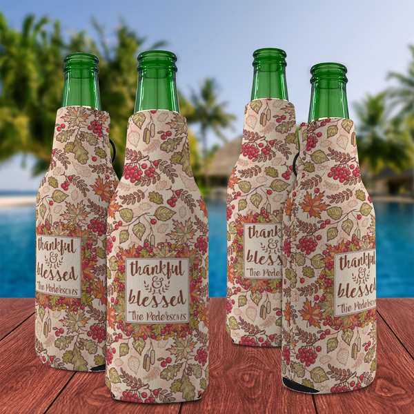 Thankful & Blessed Zipper Bottle Cooler - Set of 4 - LIFESTYLE