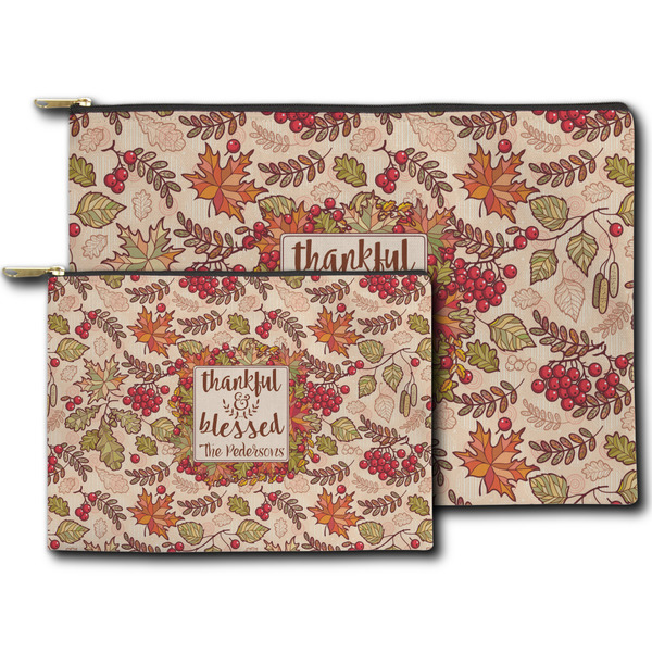 Thankful & Blessed Zippered Pouches - Size Comparison