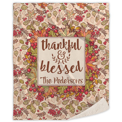 Thankful & Blessed Sherpa Throw Blanket - 60"x80" (Personalized)