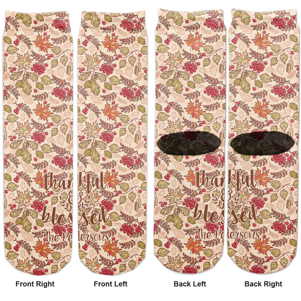 Thanksgiving Quotes and Sayings Adult Crew Socks - Double Pair - Front and Back - Apvl