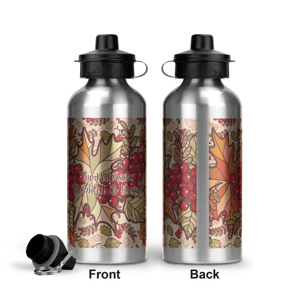 Thanksgiving Quotes and Sayings Aluminum Water Bottle - Front and Back