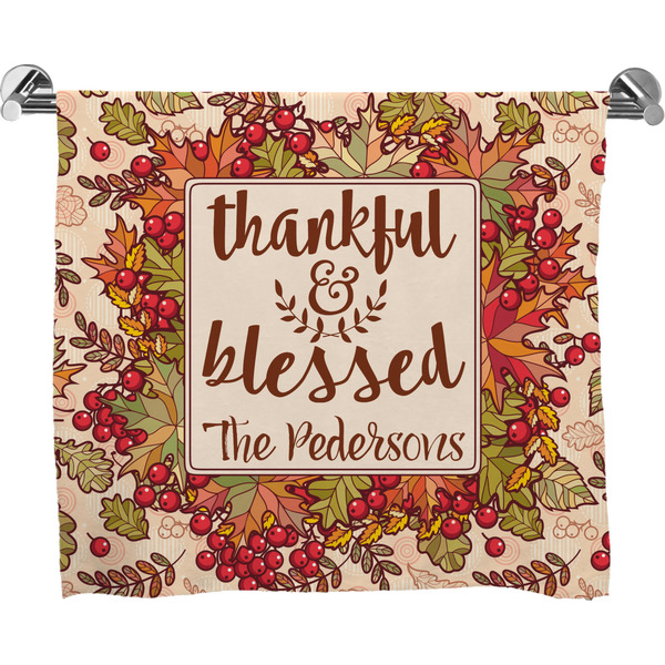 Custom Thankful & Blessed Bath Towel (Personalized)