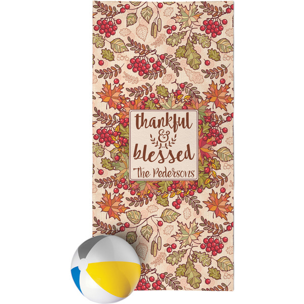 Custom Thankful & Blessed Beach Towel (Personalized)