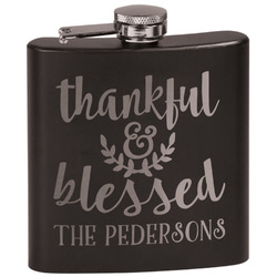 Thankful & Blessed Black Flask Set (Personalized)