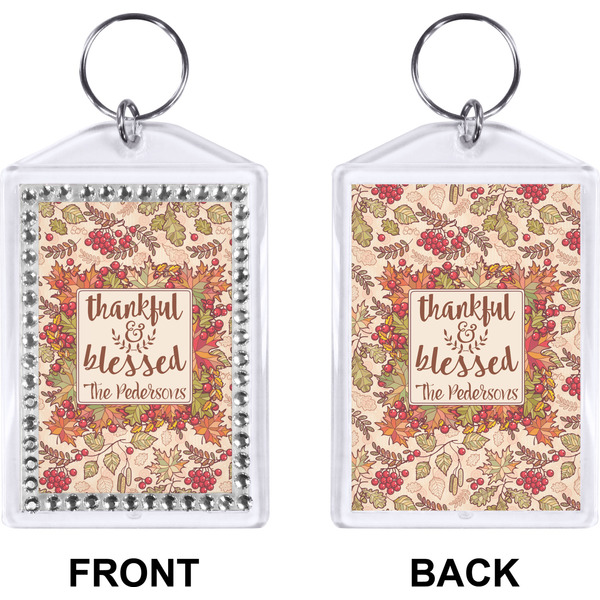 Thanksgiving Quotes and Sayings Bling Keychain (Front + Back)