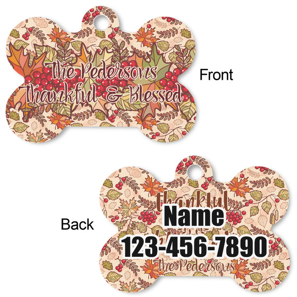 Thanksgiving Quotes and Sayings Bone Shaped Dog Tag - Front & Back