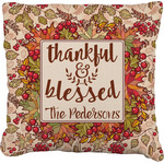 Thankful & Blessed Faux-Linen Throw Pillow 16" (Personalized)