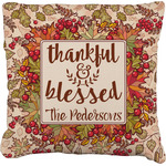 Thankful & Blessed Faux-Linen Throw Pillow 18" (Personalized)