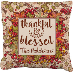 Thankful & Blessed Faux-Linen Throw Pillow 18" (Personalized)