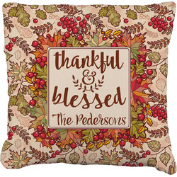 Thankful & Blessed Faux-Linen Throw Pillow 20" (Personalized)