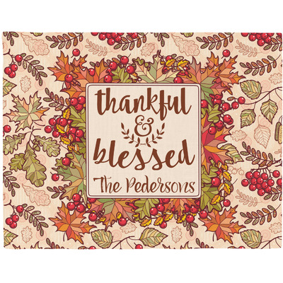 Thankful & Blessed Woven Fabric Placemat - Twill w/ Name or Text