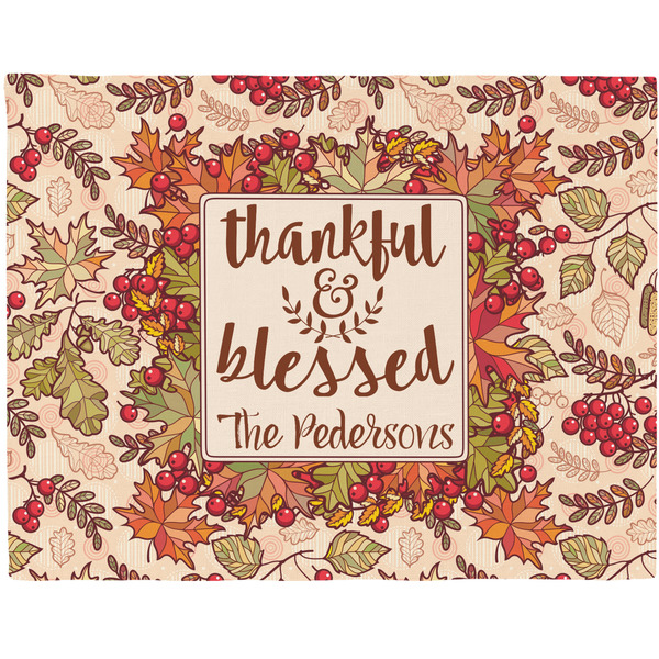 Custom Thankful & Blessed Woven Fabric Placemat - Twill w/ Name or Text