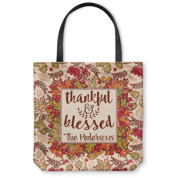 Custom Thankful & Blessed Canvas Tote Bag - Small - 13"x13" (Personalized)