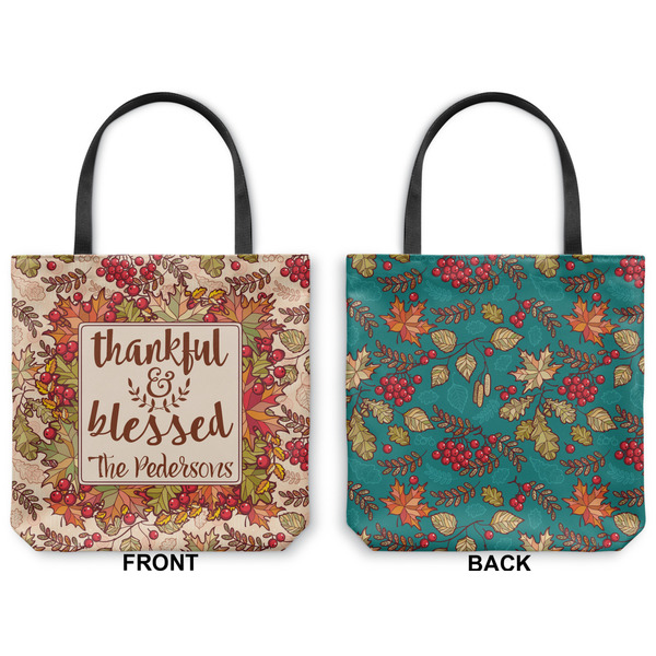 Thanksgiving Quotes and Sayings Canvas Tote - Front and Back