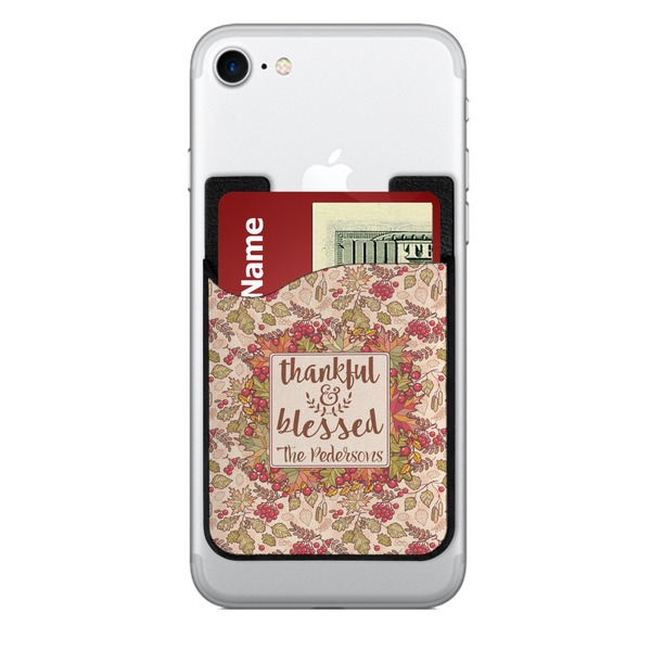 Custom Thankful & Blessed 2-in-1 Cell Phone Credit Card Holder & Screen Cleaner (Personalized)