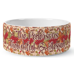 Thankful & Blessed Ceramic Dog Bowl - Large (Personalized)