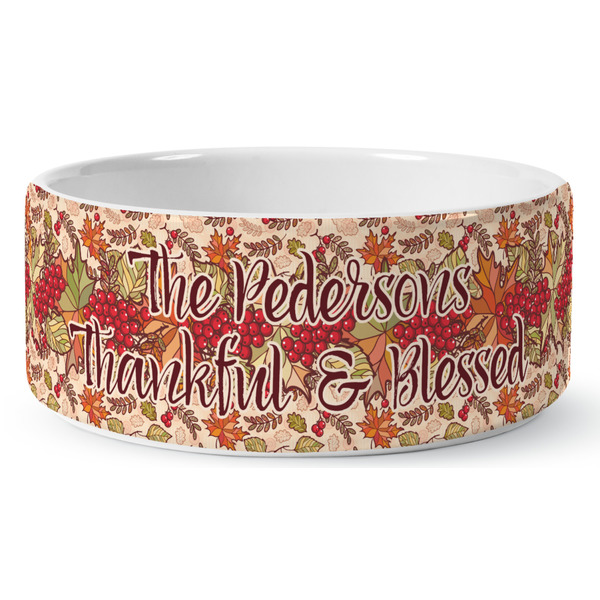 Custom Thankful & Blessed Ceramic Dog Bowl (Personalized)