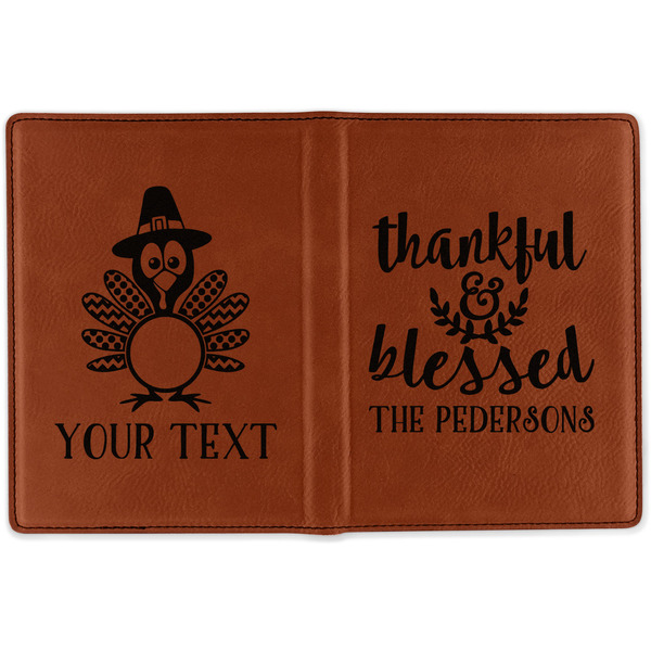 Thanksgiving Quotes and Sayings Cognac Leather Passport Holder Outside Double Sided - Apvl