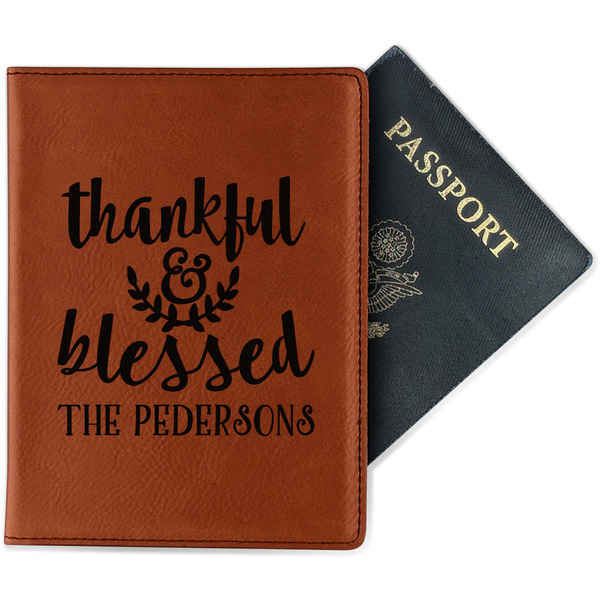 Custom Thankful & Blessed Passport Holder - Faux Leather - Double Sided (Personalized)
