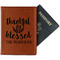 Thanksgiving Quotes and Sayings Cognac Leather Passport Holder With Passport - Main