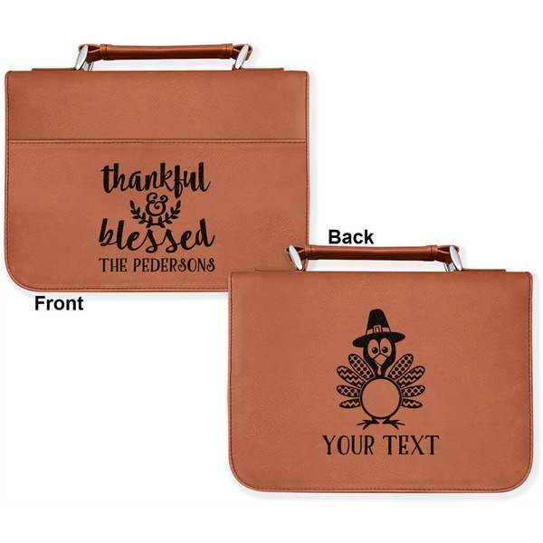 Thanksgiving Quotes and Sayings Cognac Leatherette Bible Covers - Large Double Sided Apvl