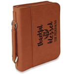 Thankful & Blessed Leatherette Bible Cover with Handle & Zipper - Small - Single Sided (Personalized)