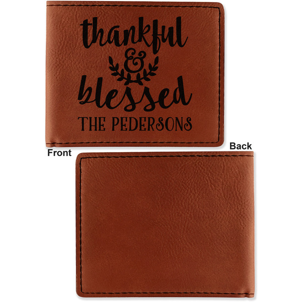 Thanksgiving Quotes and Sayings Cognac Leatherette Bifold Wallets - Front and Back Single Sided - Apvl