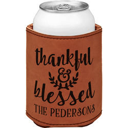 Thankful & Blessed Leatherette Can Sleeve - Single Sided (Personalized)