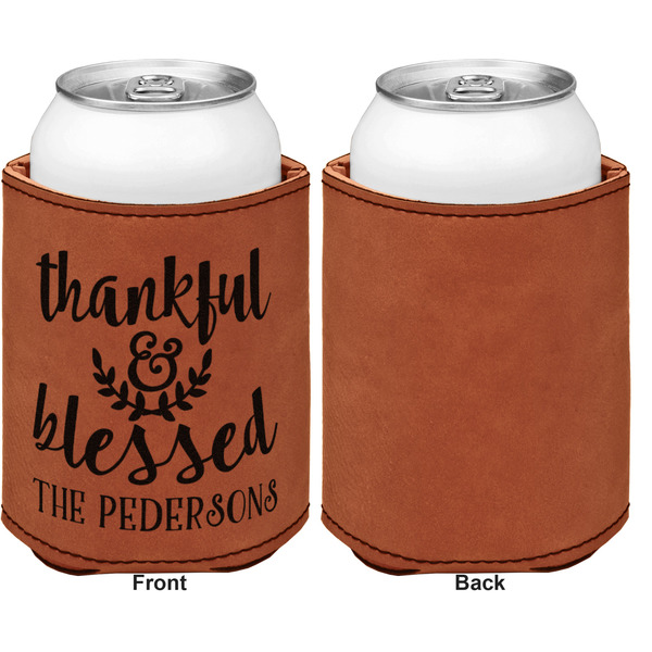Thanksgiving Quotes and Sayings Cognac Leatherette Can Sleeve - Single Sided Front and Back
