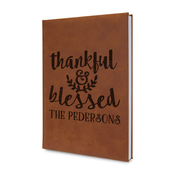 Custom Thankful & Blessed Leatherette Journal - Single Sided (Personalized)