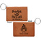 Thanksgiving Quotes and Sayings Cognac Leatherette Keychain ID Holders - Front and Back Apvl
