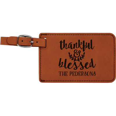 Thankful & Blessed Leatherette Luggage Tag (Personalized)
