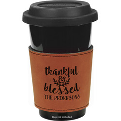 Thankful & Blessed Leatherette Cup Sleeve - Single Sided (Personalized)