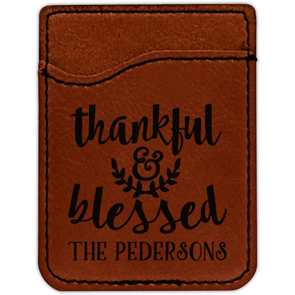 Thanksgiving Quotes and Sayings Cognac Leatherette Phone Wallet close up