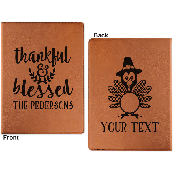 Thanksgiving Quotes and Sayings Cognac Leatherette Portfolios with Notepad - Large - Double Sided - Apvl