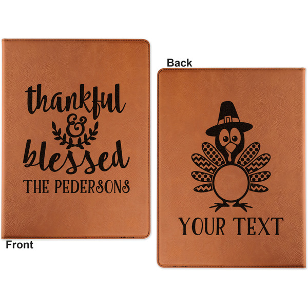 Thanksgiving Quotes and Sayings Cognac Leatherette Portfolios with Notepad - Small - Double Sided- Apvl