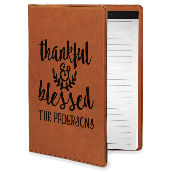 Custom Thankful & Blessed Leatherette Portfolio with Notepad - Small - Single Sided (Personalized)