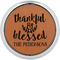 Thanksgiving Quotes and Sayings Cognac Leatherette Round Coasters w/ Silver Edge - Single