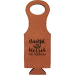 Thankful & Blessed Leatherette Wine Tote - Single Sided (Personalized)