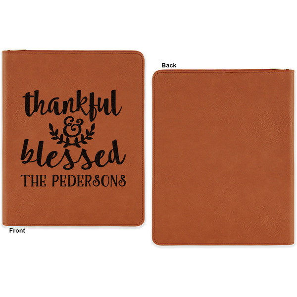 Thanksgiving Quotes and Sayings Cognac Leatherette Zipper Portfolios with Notepad - Single Sided - Apvl
