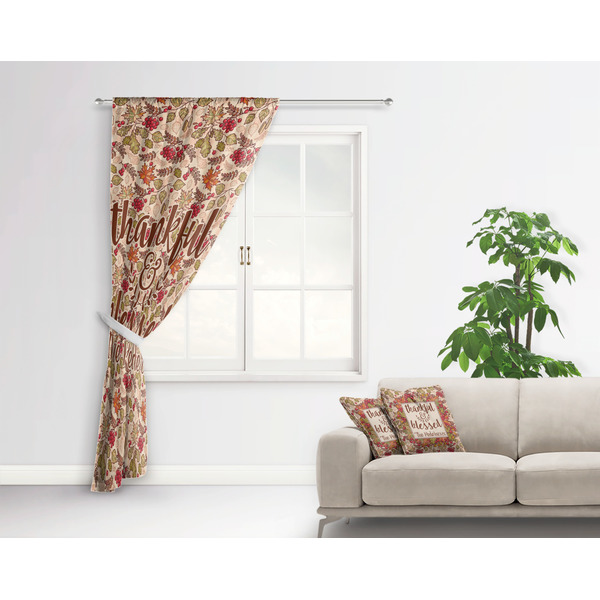 Thanksgiving Quotes and Sayings Curtain With Window and Rod - in Room Matching Pillow