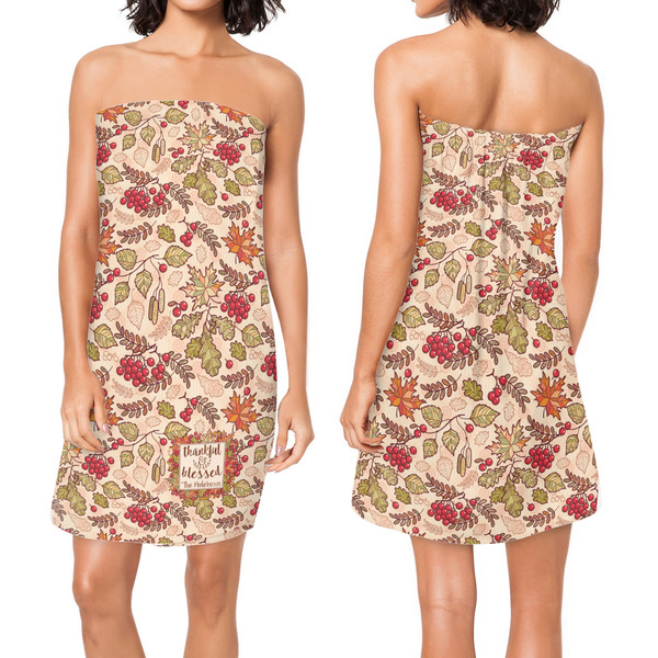 Thanksgiving Quotes and Sayings Custom Bath Wrap - Front & Back View