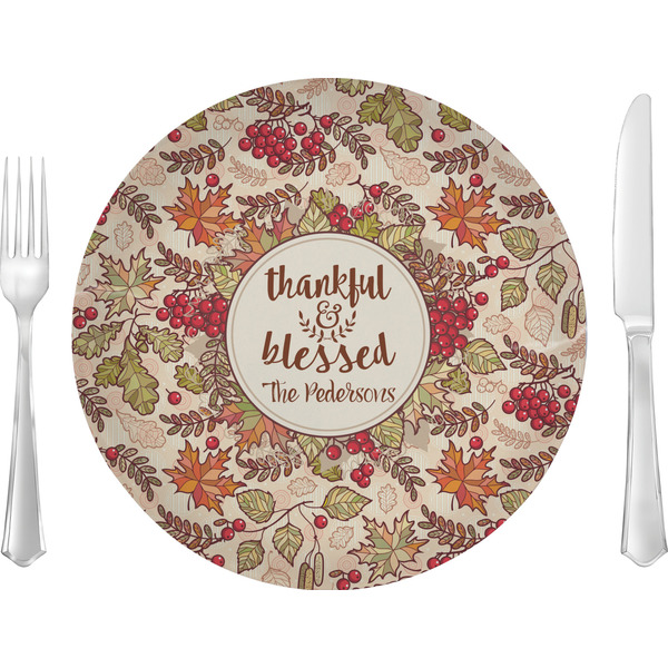 Custom Thankful & Blessed 10" Glass Lunch / Dinner Plates - Single or Set (Personalized)